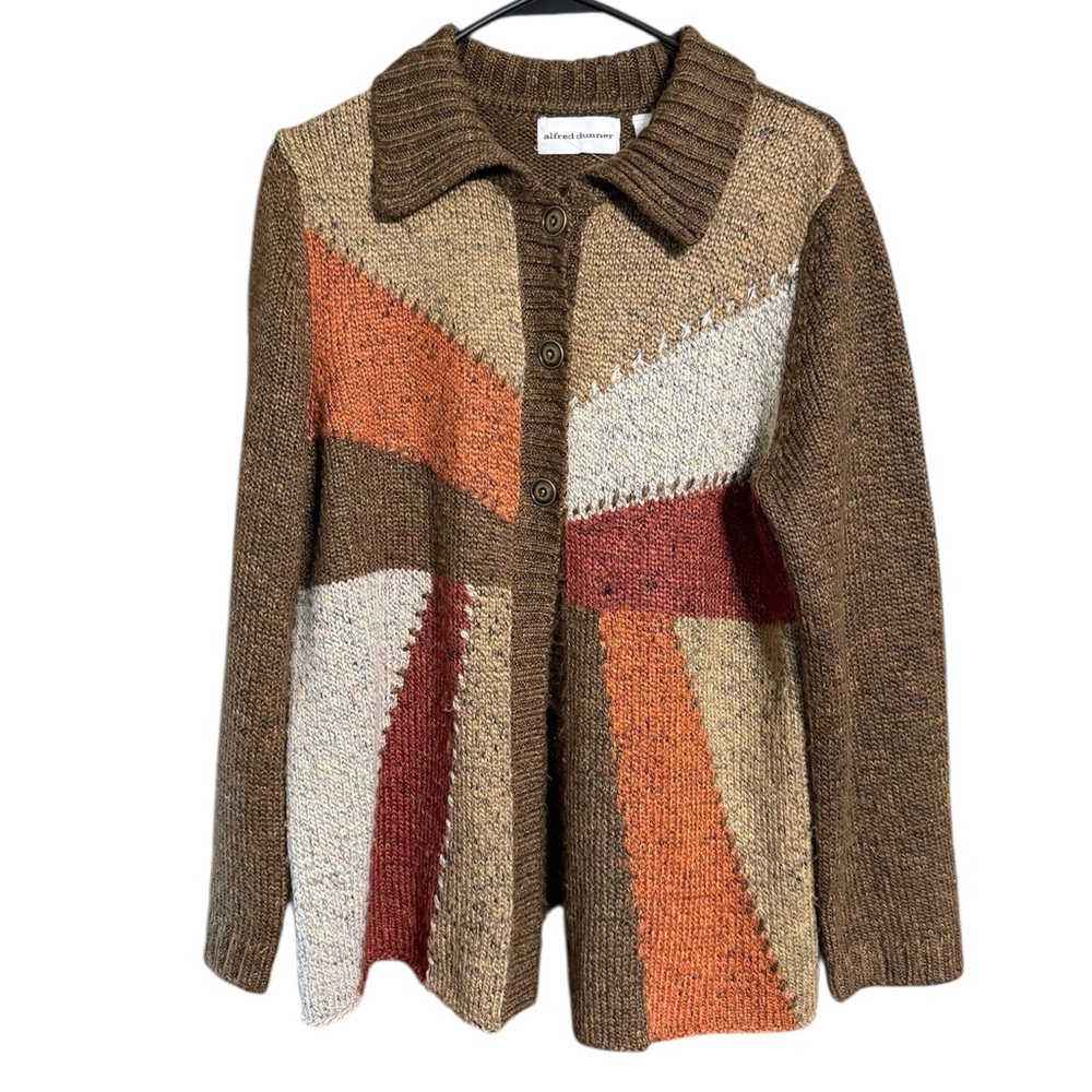 Alfred Dunner Large Colorful Patchwork Cardigan